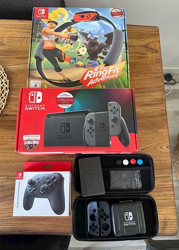 Nintendo Switch v2 Konsol RingFit Adventure Orj. Pro controller