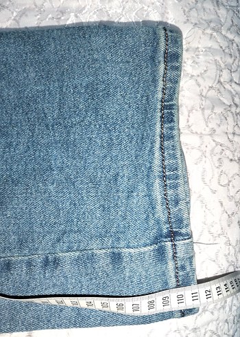 Kadın Mavi Geniş Paça Denim Pantolon - Görsel 7