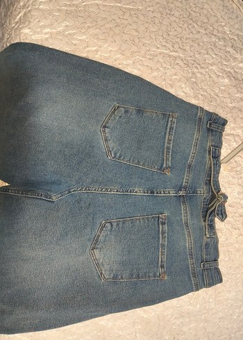 Kadın Mavi Geniş Paça Denim Pantolon - Görsel 6