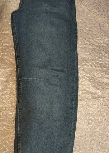 Kadın Mavi Geniş Paça Denim Pantolon - Görsel 4