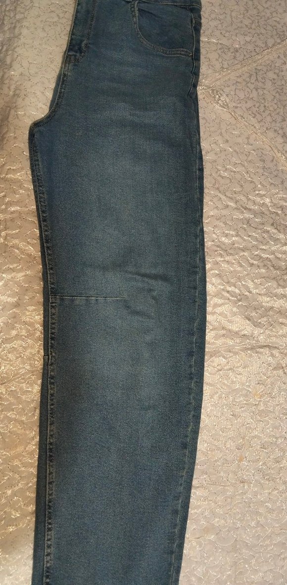 Kadın Mavi Geniş Paça Denim Pantolon - Görsel 4