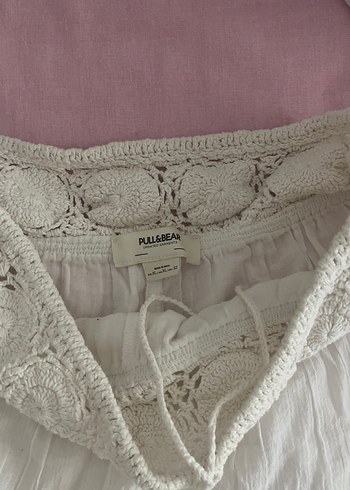 Pull and Bear pull and bear Dantel Detaylı Beyaz sort etek