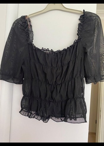 Diğer Fırfırlı Siyah Gotik Kadın Bluz