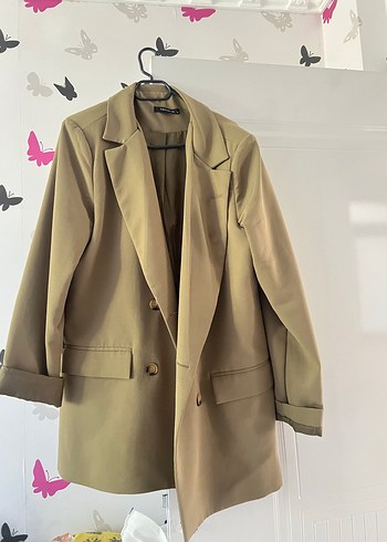 Haki Kadın Midi Blazer Ceket