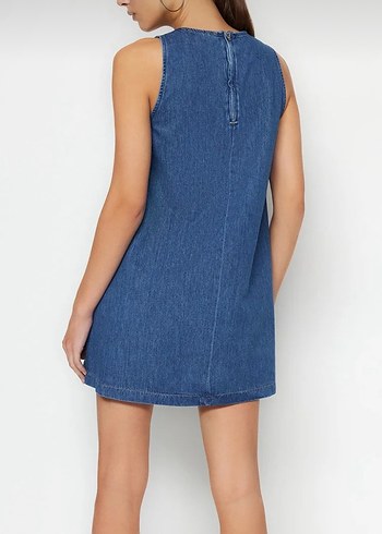 Trendyol & Milla Mavi Denim Kolsuz Elbise