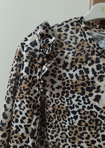 Kahverengi Leopar Desenli Kadın Bluz - Görsel 3