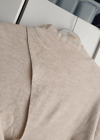 Bej Balıkçı Yaka Örgü Kadın Kısa Triko - Görsel 3