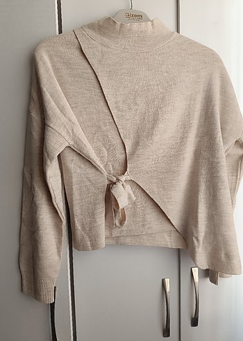 Bej Balıkçı Yaka Örgü Kadın Kısa Triko - Görsel 5