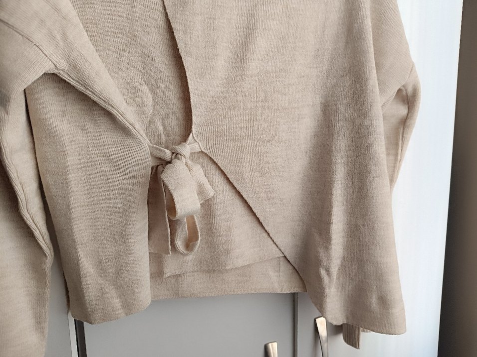 Bej Balıkçı Yaka Örgü Kadın Kısa Triko - Görsel 4