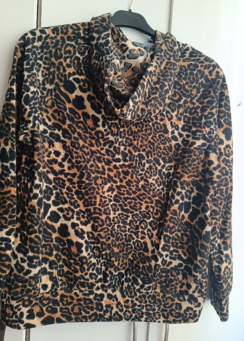 Kahverengi Leopar Desenli Kapüşonlu Kadın Ceket - Görsel 3