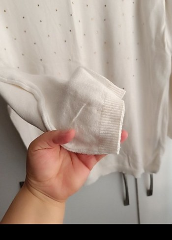 Kadın Beyaz Uzun Kollu Basic Triko Kazak - Görsel 4