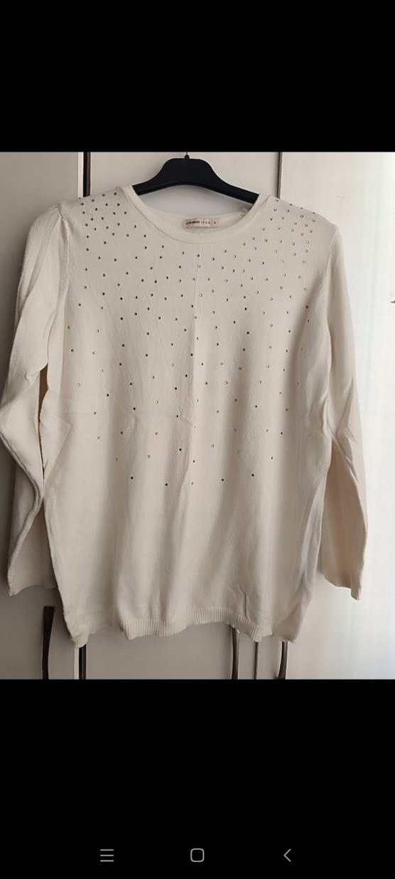 Kadın Beyaz Uzun Kollu Basic Triko Kazak - Görsel 3