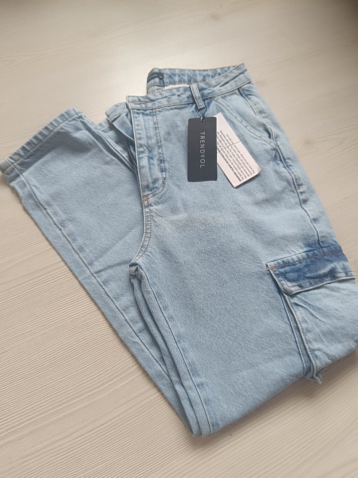 Trendypol Mavi Loose Fit Midi Kadın Jean - Görsel 2