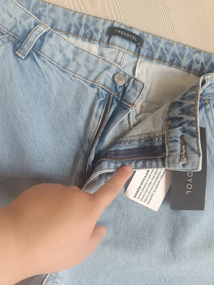 Trendypol Mavi Loose Fit Midi Kadın Jean - Görsel 3