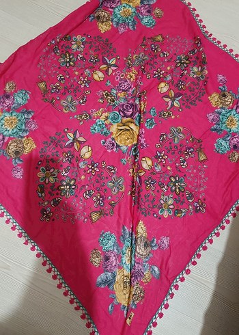 Püsküllü Çok Renkli Bohem Kadın Şal yazma - Görsel 3