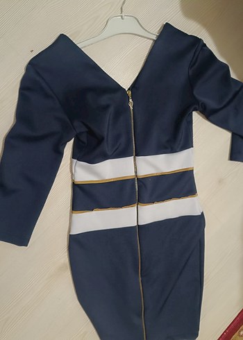 V Yaka Midi Kalem Elbise - Görsel 2