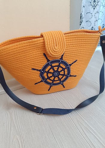 (pilaj cantası )Sarı Nakışlı Örgü Bohem Kadın Çanta