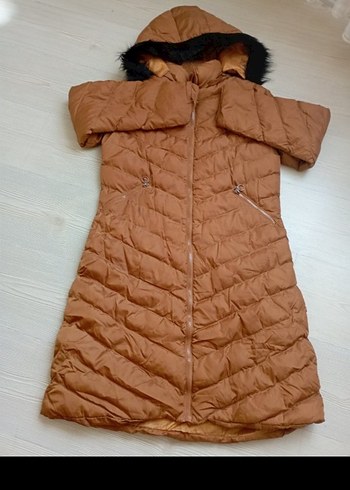 Kürklü Kapüşonlu Kahverengi Kadın Kışlık Mont - Görsel 6