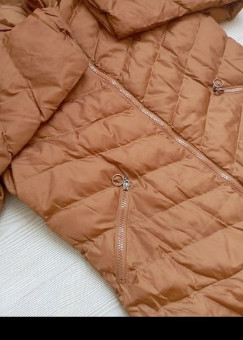 Kürklü Kapüşonlu Kahverengi Kadın Kışlık Mont - Görsel 4