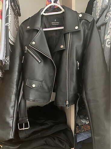 Stradivarius Suni Deri Biker Ceket