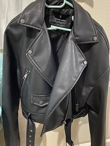 m Beden Stradivarius Suni Deri Biker Ceket
