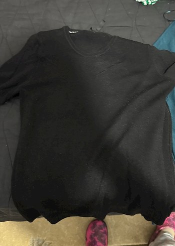 xs Beden Siyah Uzun Kollu İnce Sweatshirt