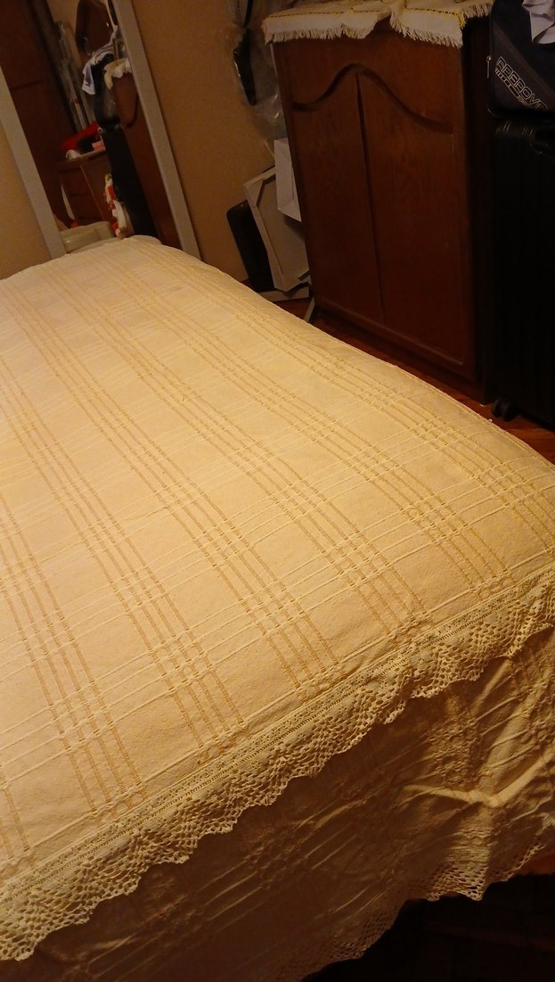 Bej Dantelli Düz Yatak Örtüsü - Görsel 2