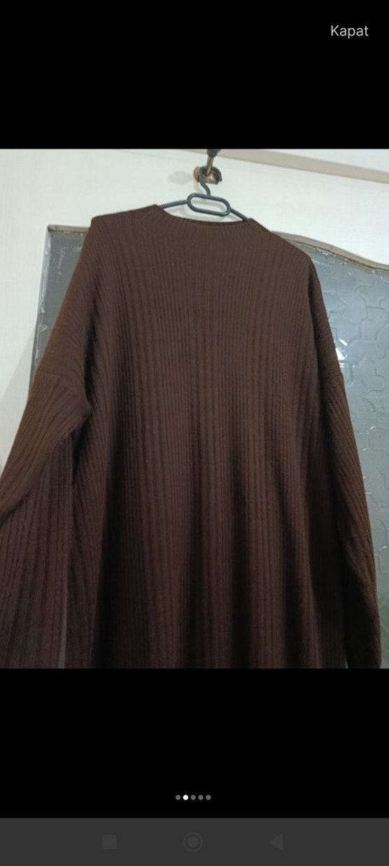 Kahverengi Triko Uzun Kol Elbise - Görsel 2