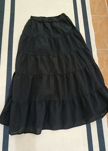 Zara Siyah Midi Kat Kat Volanlı Etek