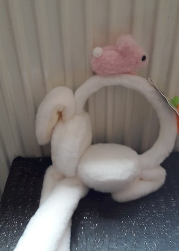 Beyaz Peluş Tavşan kulaklik