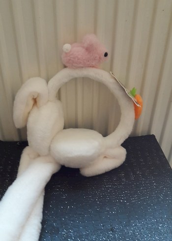  Beden Renk Beyaz Peluş Tavşan kulaklik