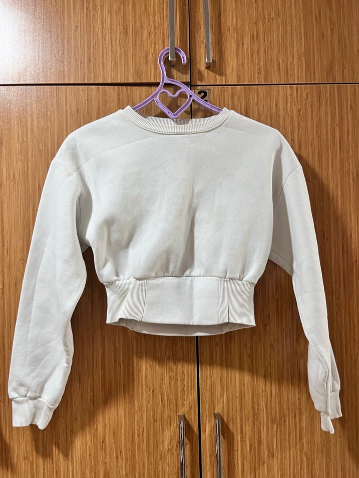 Beyaz Kadın Midi Sweatshirt - Görsel 2