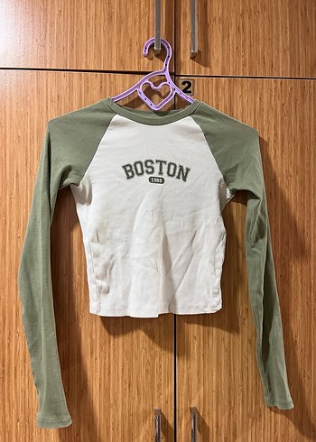 Yeşil Beyaz Uzun Kollu Kız Tişört - Görsel 2