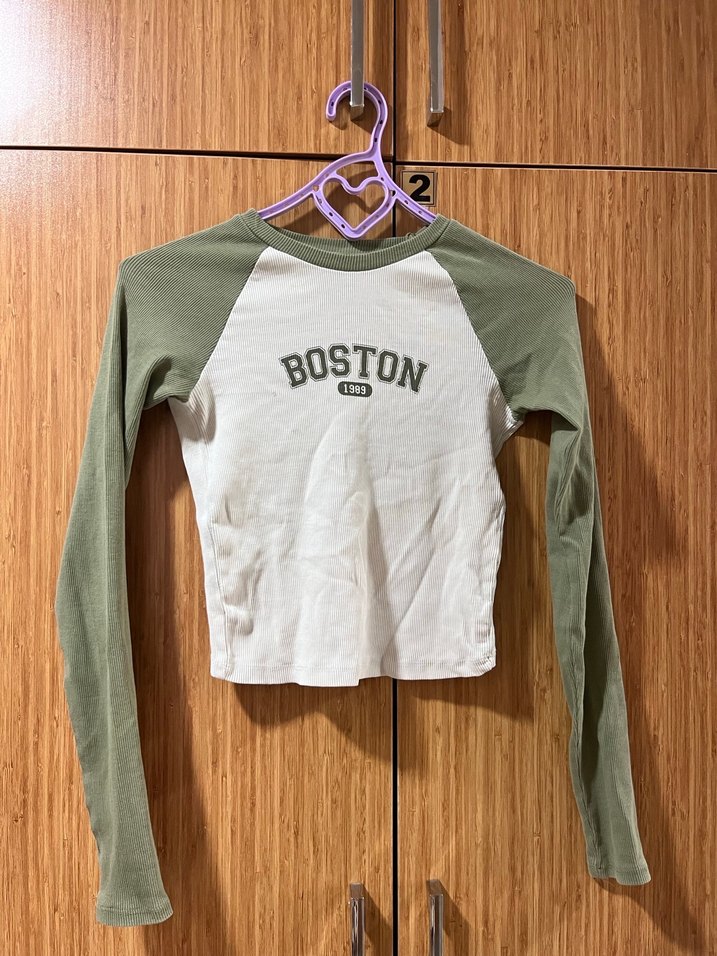 Yeşil Beyaz Uzun Kollu Kız Tişört - Görsel 2