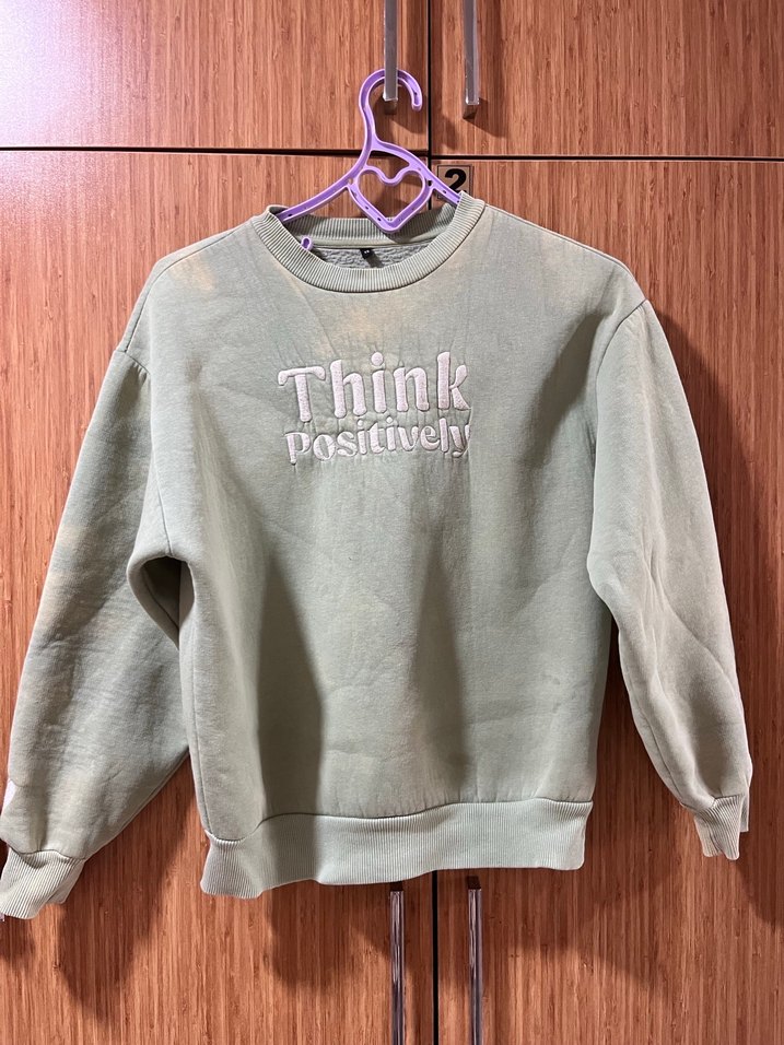 Gri Pamuklu Kadın Sweatshirt - Rahat Kesim - Görsel 2