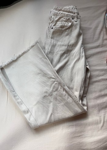 Beyaz Rahat Kesim Kadın Keten Pantolon - Görsel 2