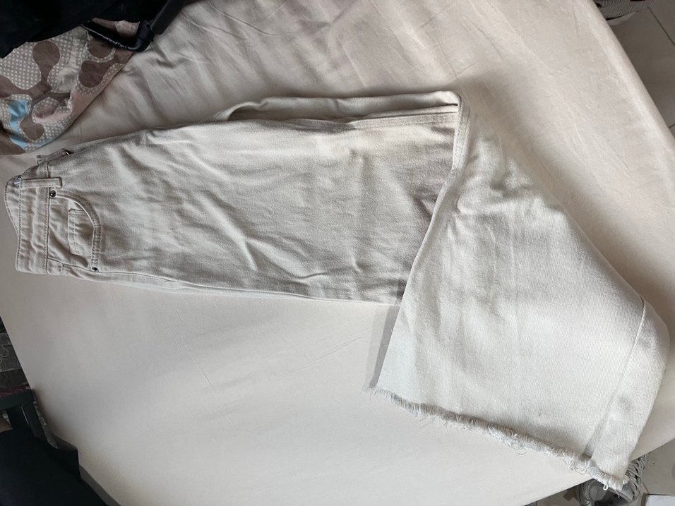 Beyaz Rahat Kesim Kadın Keten Pantolon - Görsel 3