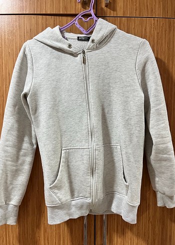 Gri Fermuarlı Sweatshirt - Görsel 3