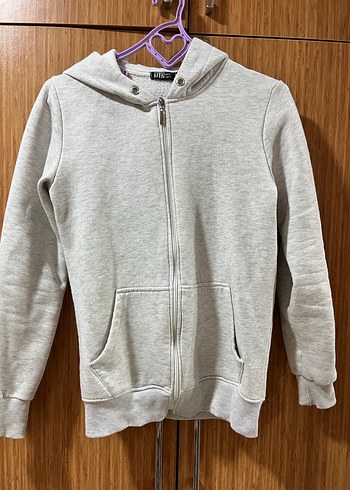 Gri Fermuarlı Sweatshirt - Görsel 2