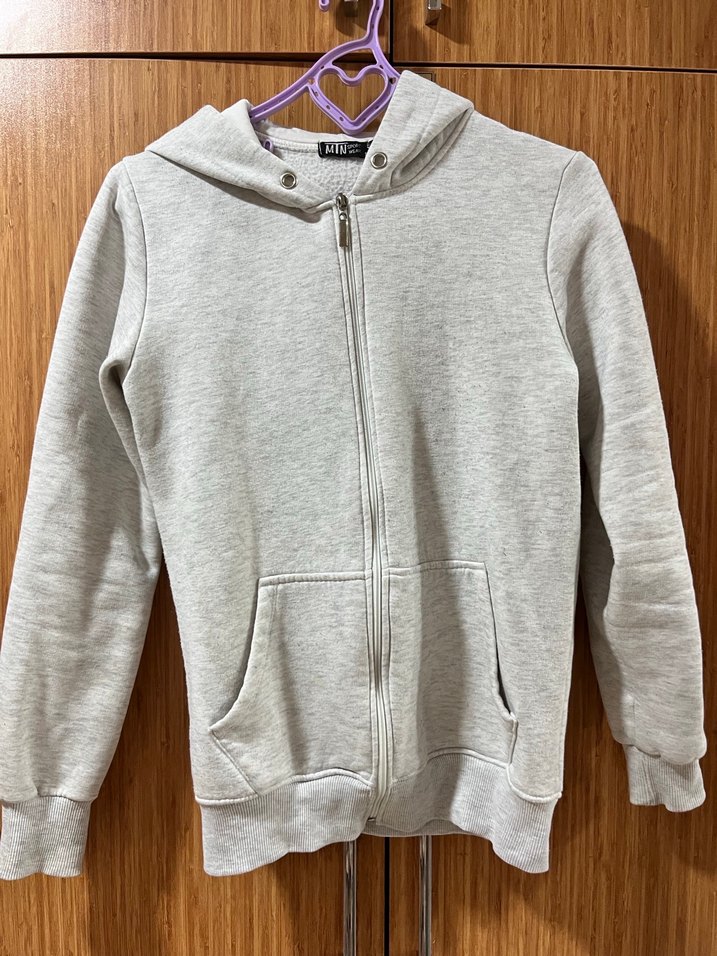 Gri Fermuarlı Sweatshirt - Görsel 3