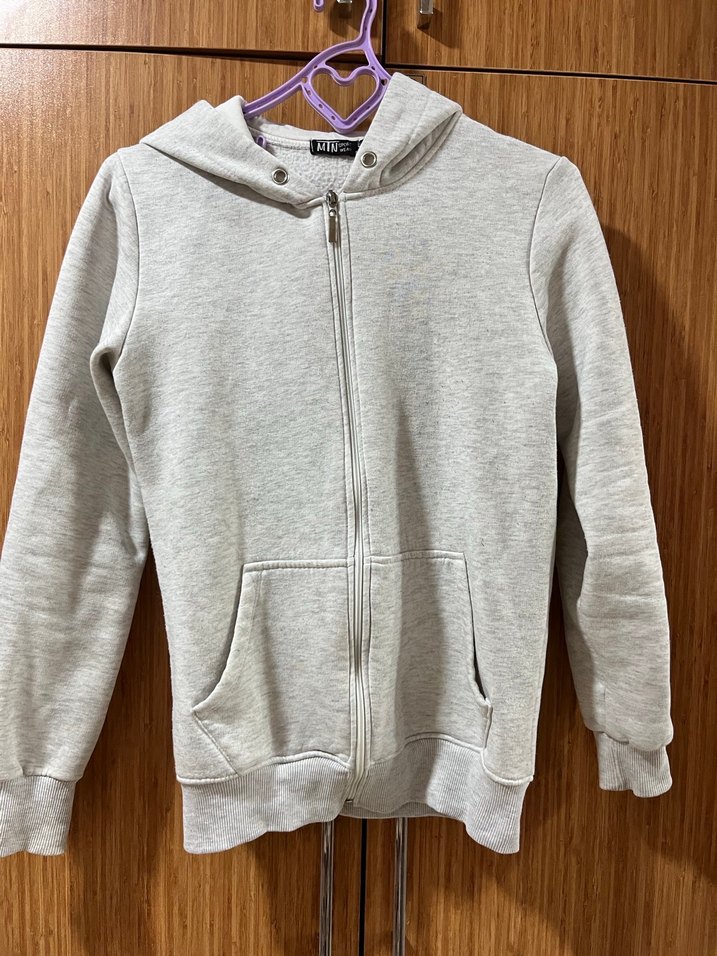 Gri Fermuarlı Sweatshirt - Görsel 2