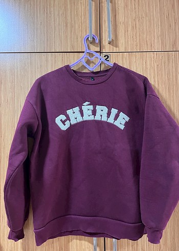 Bordo Kadın Bisiklet Yaka Sweatshirt - Görsel 2