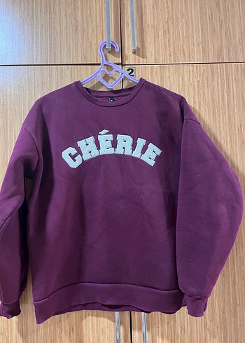 Bordo Kadın Bisiklet Yaka Sweatshirt - Görsel 3