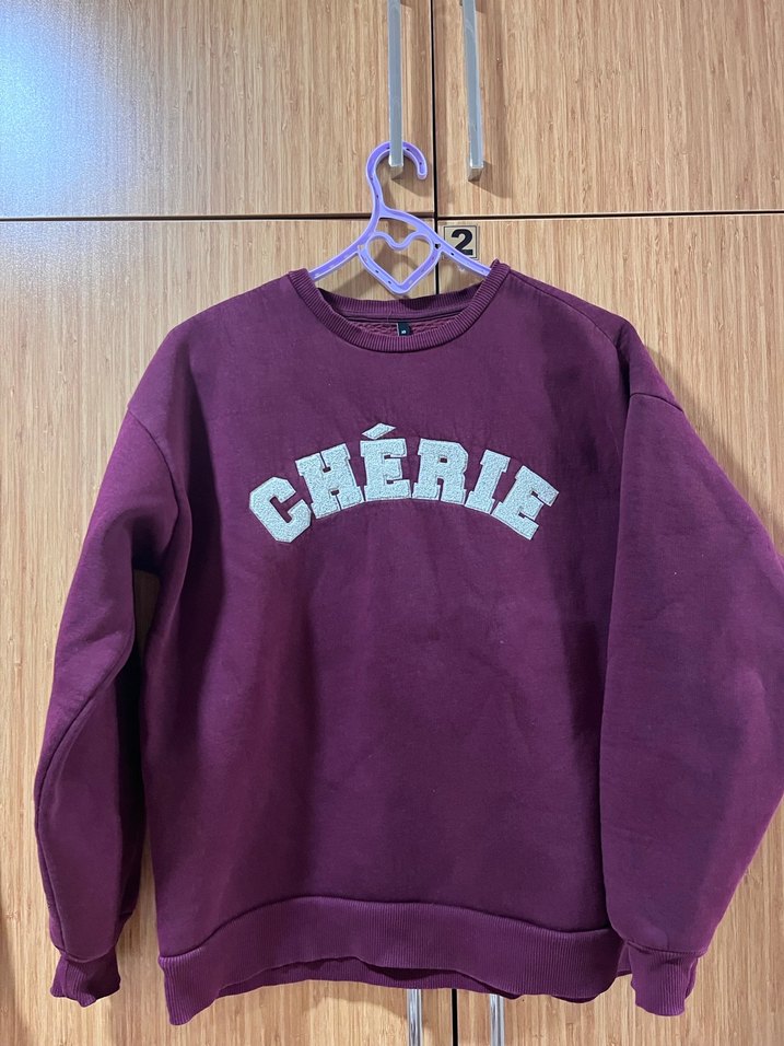 Bordo Kadın Bisiklet Yaka Sweatshirt - Görsel 2