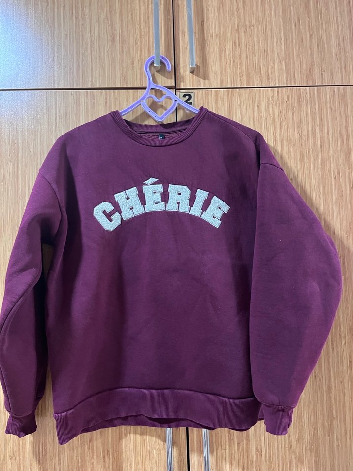 Bordo Kadın Bisiklet Yaka Sweatshirt - Görsel 3