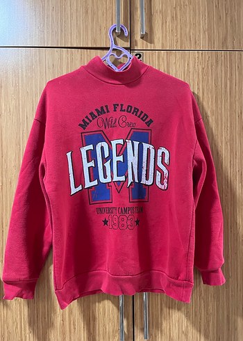 Kırmızı Baskılı Kadın Sweatshirt - Görsel 2