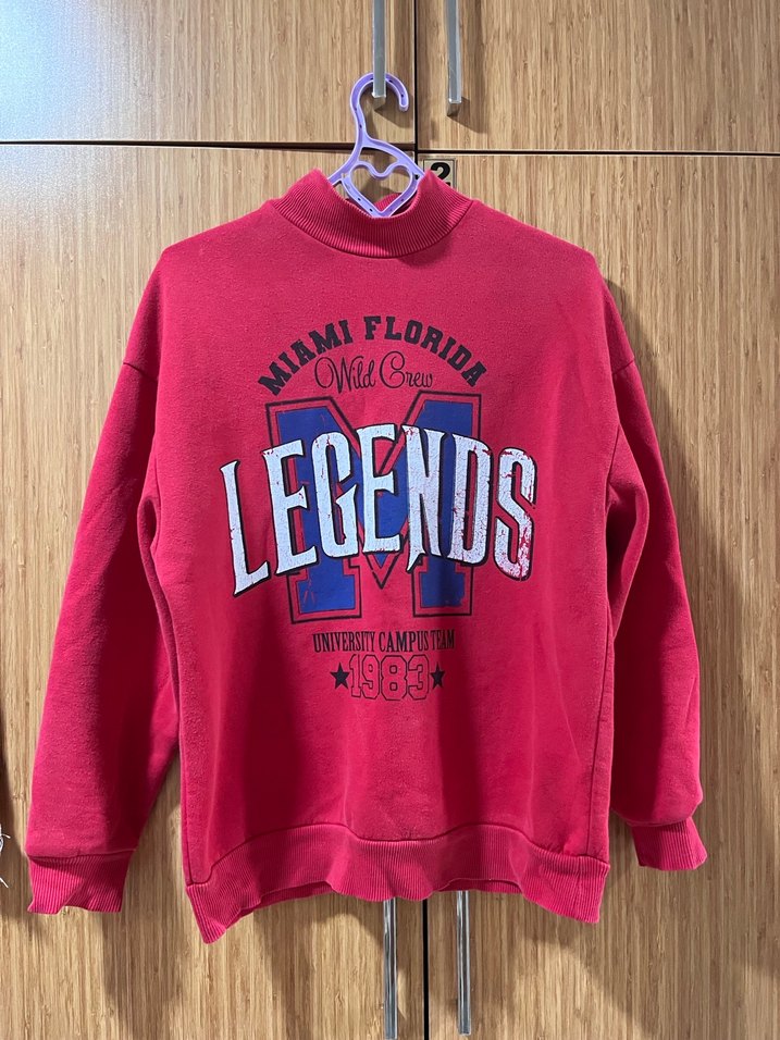 Kırmızı Baskılı Kadın Sweatshirt - Görsel 2