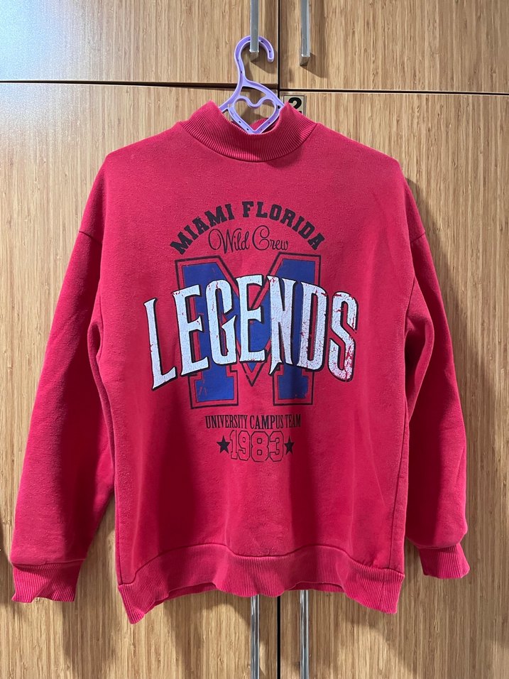 Kırmızı Baskılı Kadın Sweatshirt - Görsel 3