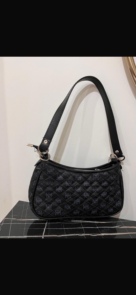 Kapitone Siyah Deri Kadın Çanta - Görsel 2