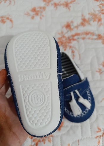 Erkek Bebek Mavi Püsküllü Nakışlı İlk Adım Ayakkabısı - Görsel 3